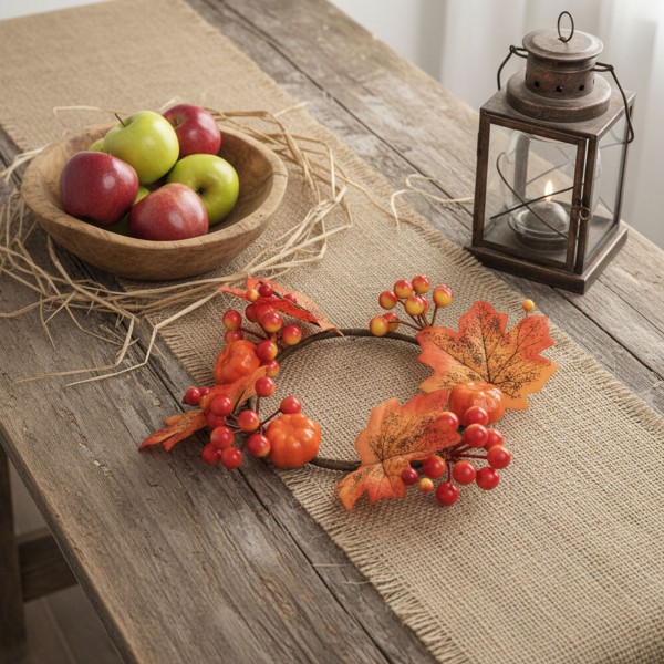 Coronita decorativa de toamna cu frunze de artar – O22 cm
