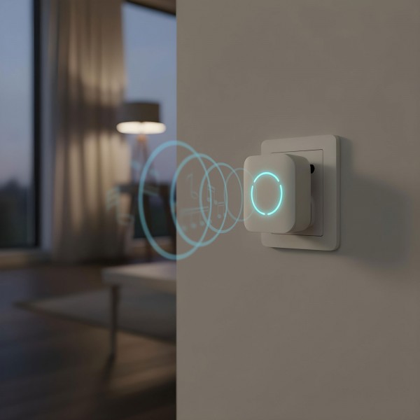 Sonerie fara fir Kinetic (fara baterii) – 2 butoane exterior – Alb LED albastru