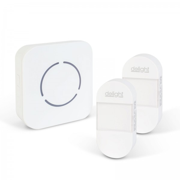 Sonerie fara fir Kinetic (fara baterii) – 2 butoane exterior – Alb LED albastru